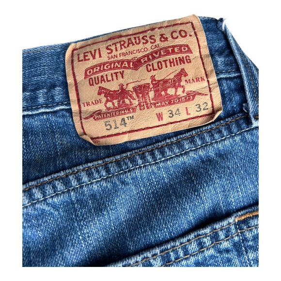 Levi’s 514 Slim Straight Jeans 34x32 Men’s Good Condition - Picture 6 of 7